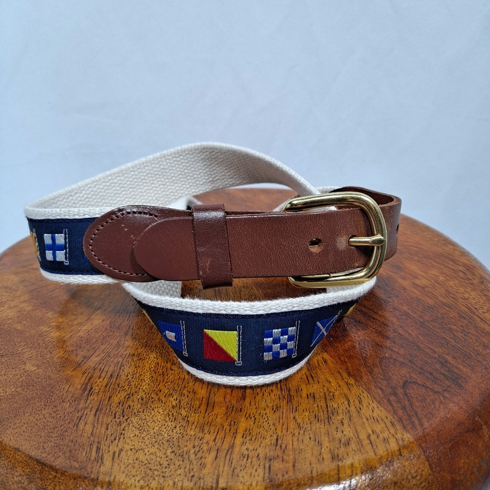 Leather Man LTD Nautical Flag Embroidered Belt